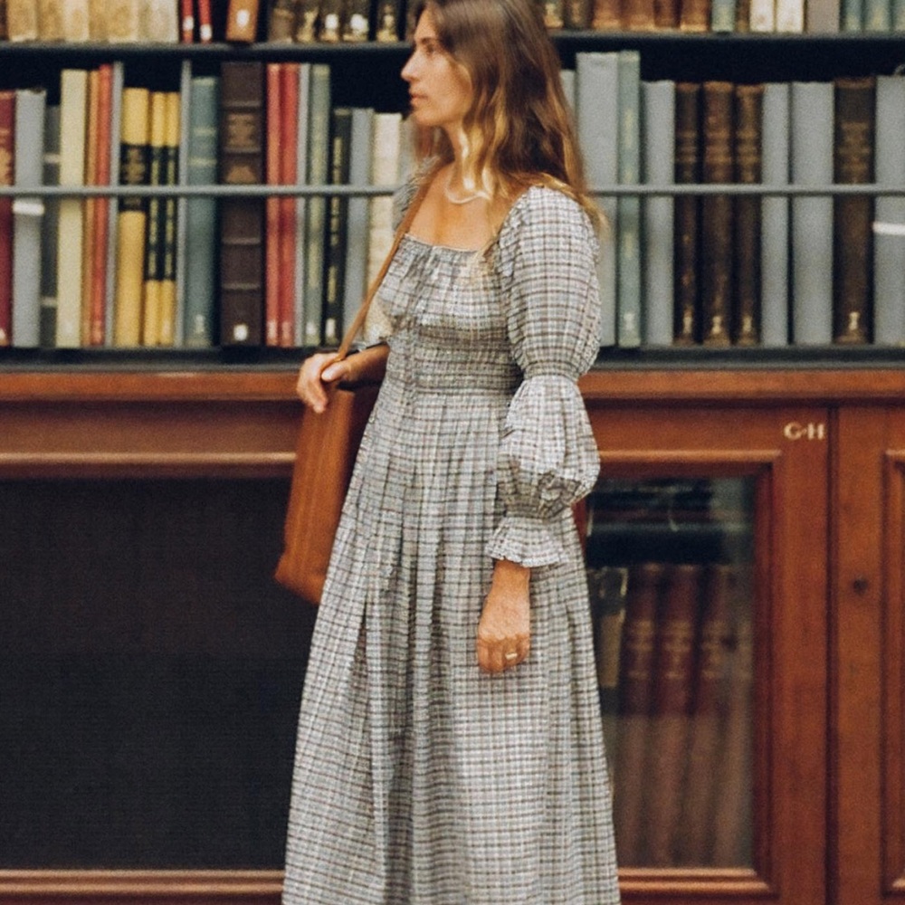 Christy Dawn Adelia Slate Gingham dress